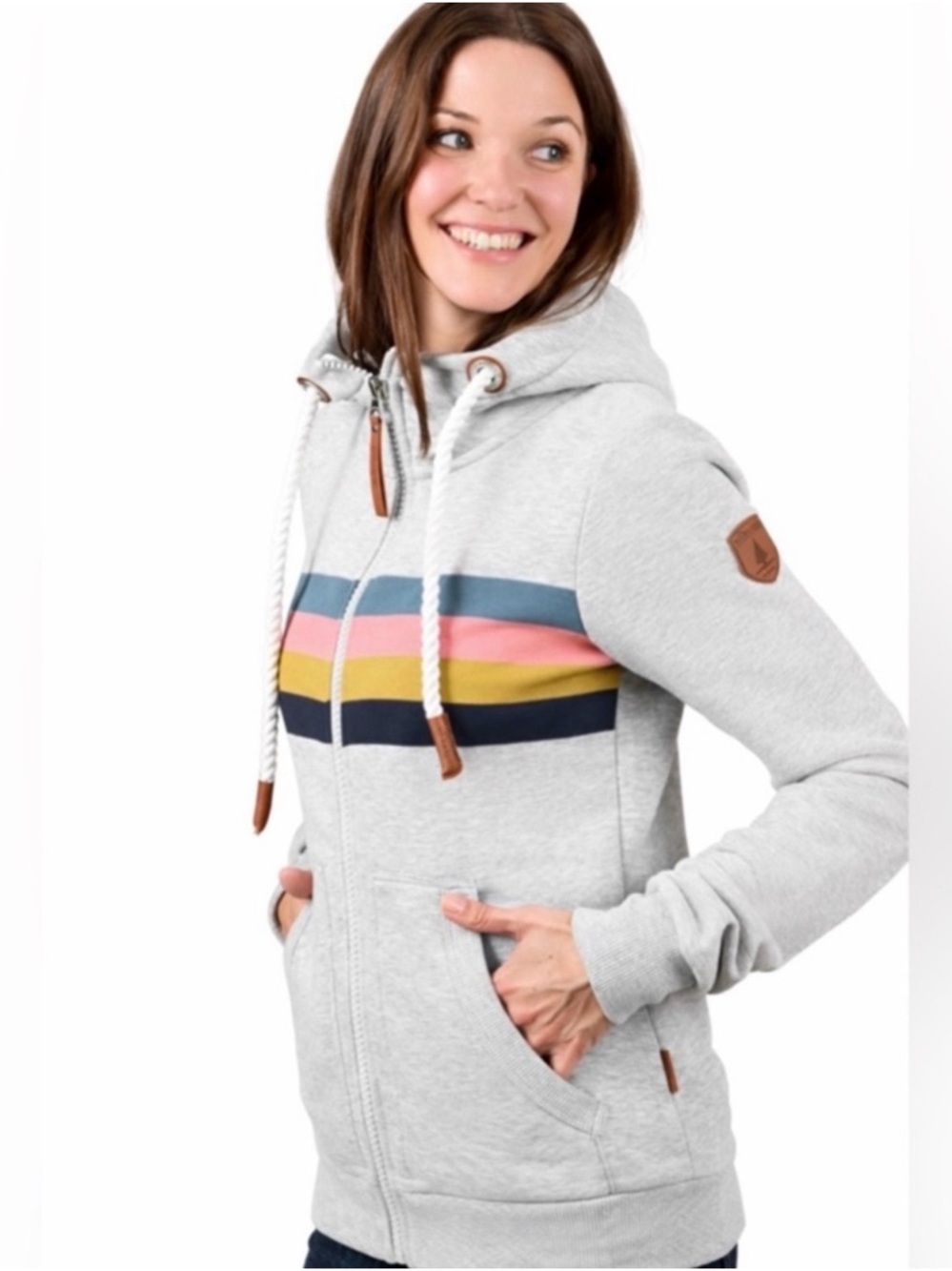 NWOT. Wanakome Stripe Seastar Heather Grey Full-Zip Hoodie. Size
XL